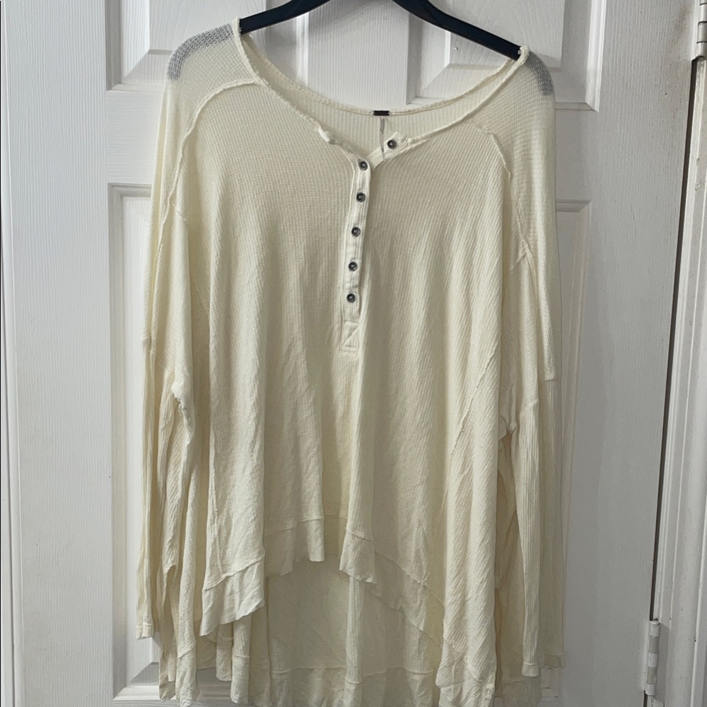 Free People Off-White Button-Down Women's Top